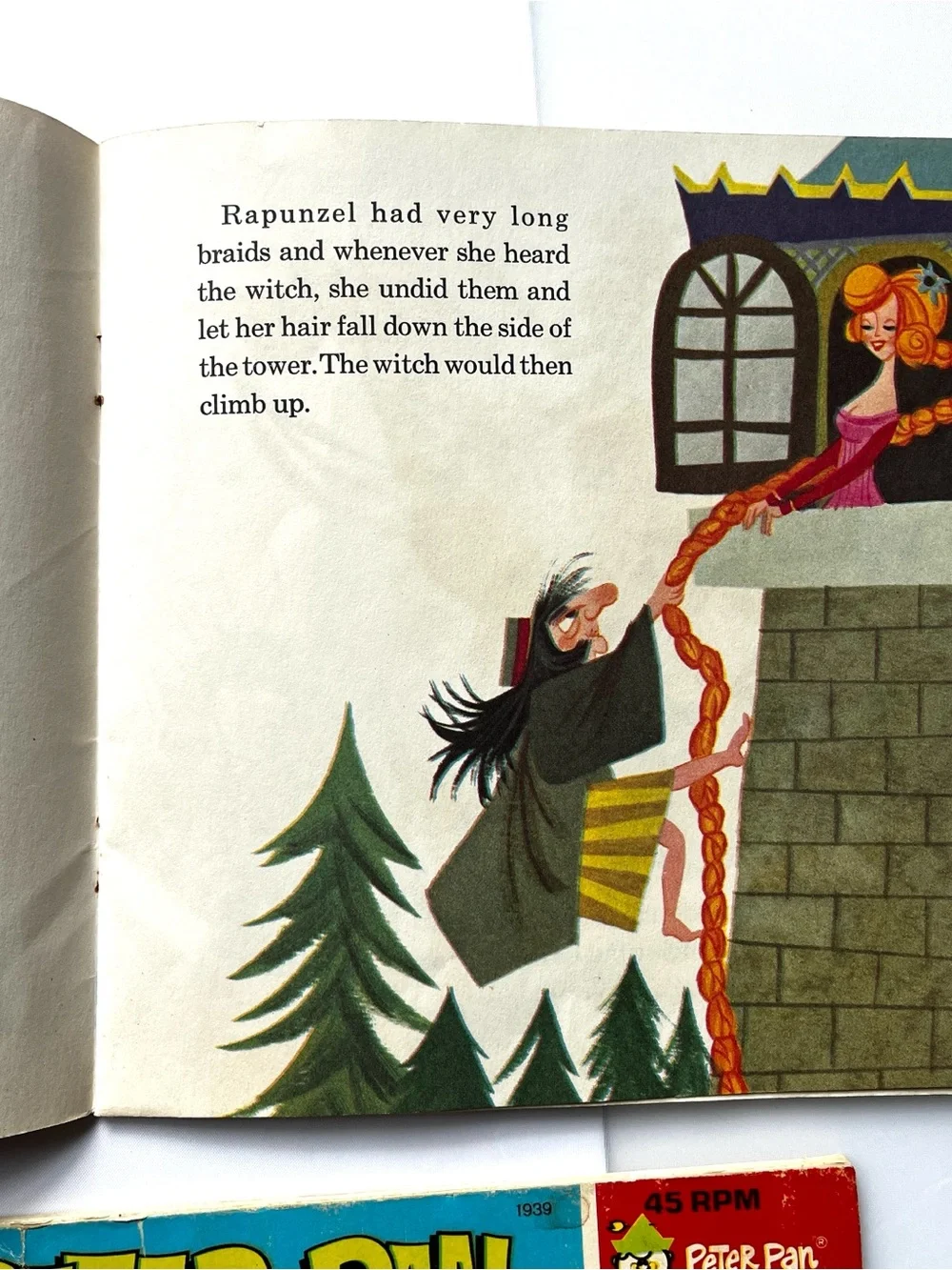 VTG Disney More Mother Goose Peter Pan Rapunzel Book Record Bundle